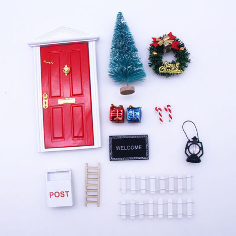 Porte de lutin de Noël, kit plastique 10 pièces, maison de poupée miniature à monter soi-même avec mini-portes