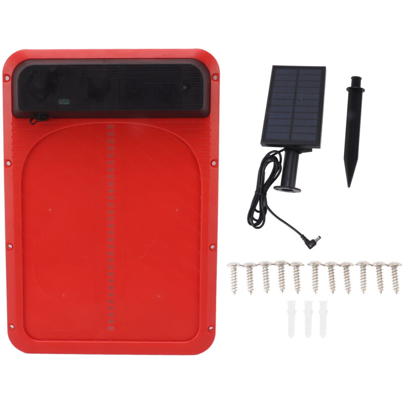 Porte automatique de poulailler, coffre-fort à énergie solaire avec capteur de lumière pour volaille rouge - Jeffergarden