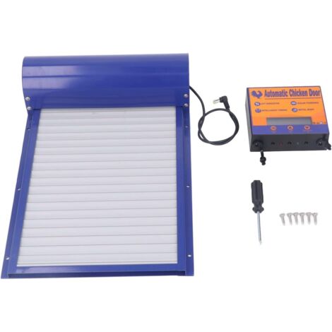 Porte de Poulailler Automatique, 2 Modes Réglage L'heure L'énergie Solaire, Ouvre-porte Poulet à Rideau Roulant, Programmable en Alliage D' -