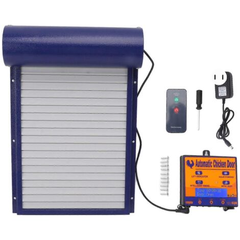 Porte de poulailler automatique 3 en 1 avec détection de luminosité, minuterie et télécommande, idéale pour l'élevage (100-240 V, prise US bleue).