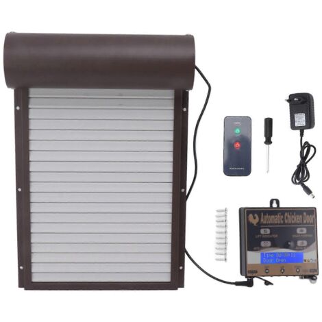 Porte de poulailler automatique 3 en 1 avec détection de luminosité, minuterie et télécommande, pour élevage, 100-240 V, prise européenne marron.