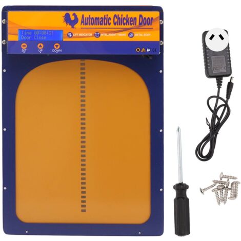 Porte de Poulailler Automatique à Batterie avec Minuterie - Ouverture Automatique pour Poules, Canards, Oies - Portail de Basse-cour 100-240V Prise AU Bleu Royal