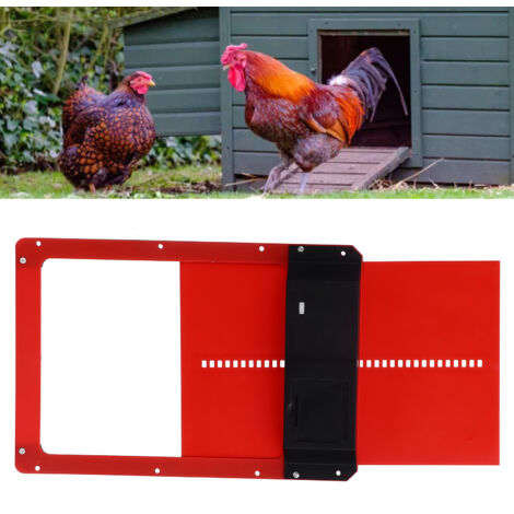 Porte de Poulailler Automatique à Ouverture et Fermeture par Capteur de Lumière - Rouge - Sans Batterie - KZQ