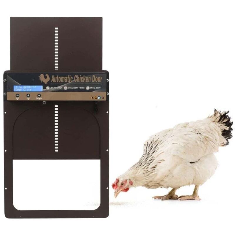 Jeffergarden Porte automatique de poulailler avec minuterie en alliage d'aluminium, affichage led hd, alimenté par batterie, automatique pour ferme