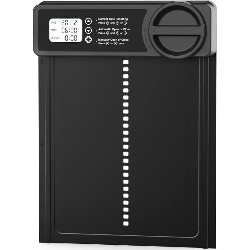 Porte de poulailler automatique avec minuterie/mode manuel, porte de poulailler Anti-pincement Alliage d'aluminium Grand écran lcd programmable,