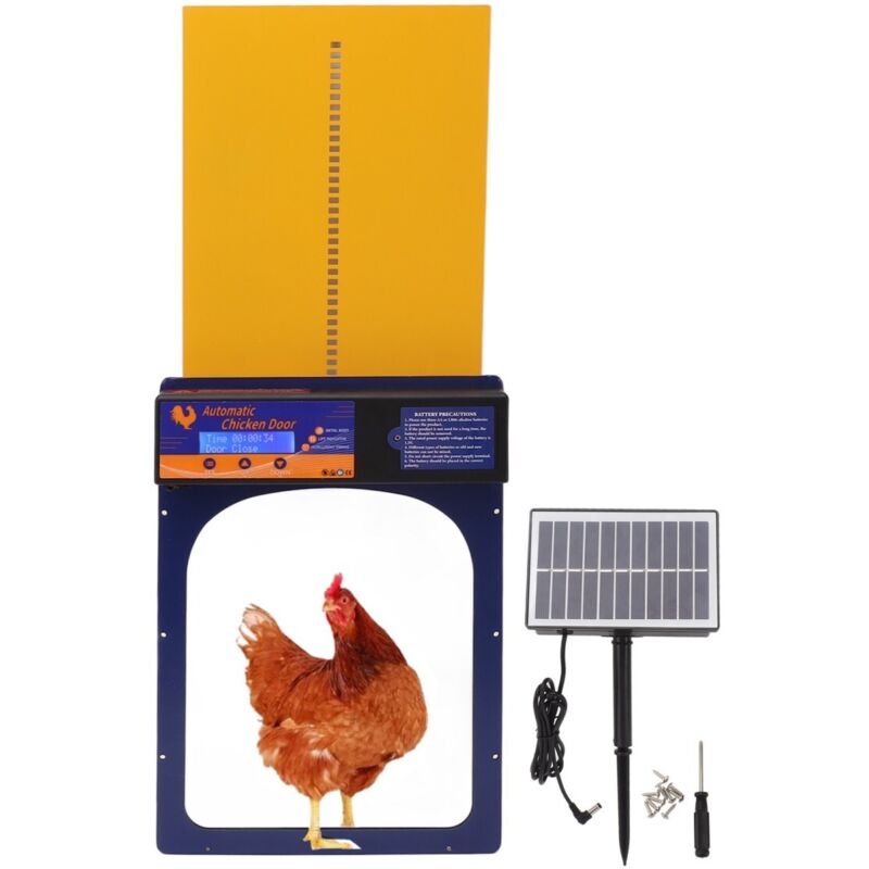 Porte automatique de poulailler, minuterie à énergie solaire, étanche IP45, portes automatiques en aluminium pour volaille, maison, ferme, bijou bleu