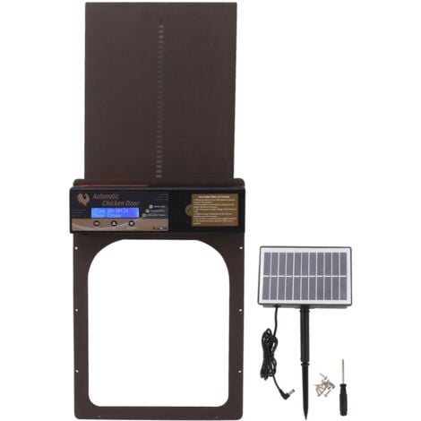 AIPERQ Porte de poulailler automatique minuterie à énergie solaire IP45 étanche en aluminium volaille portes automatiques de poulailler pour maison ferme marron