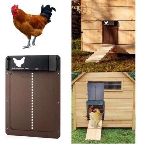 Porte de poulailler automatique photosensible de haute qualité et pratique porte de cage de chien de poulet brun