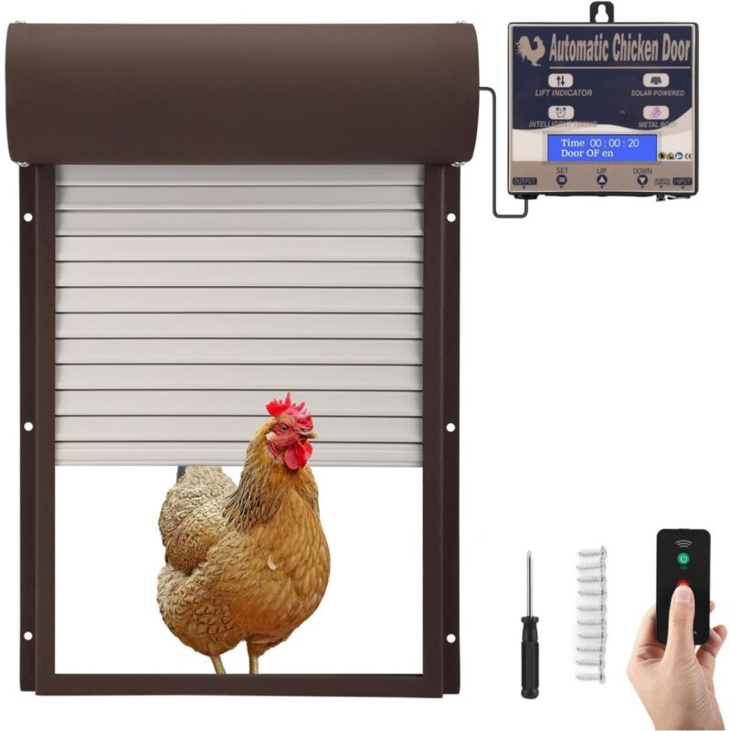 Jeffergarden Porte Poulailler Automatique, Porte à Volets Roulants, Porte Automatique Poulailler en Aluminium avec Affichage led, Capteur de Lumière,