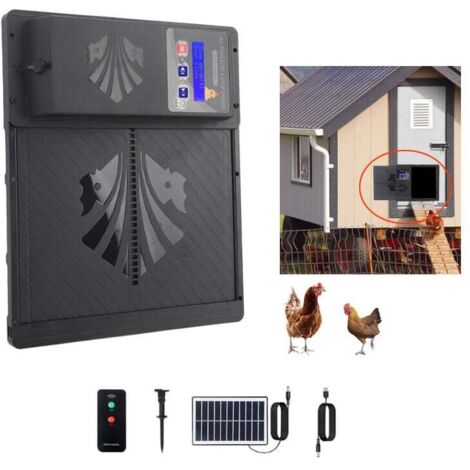 Porte de Poulailler Automatique Solaire 3 en 1 - Minuterie & Détecteur de Lumière - Étanche IP45 - USB/Alimentation Solaire - Pour Ferme et Jardin