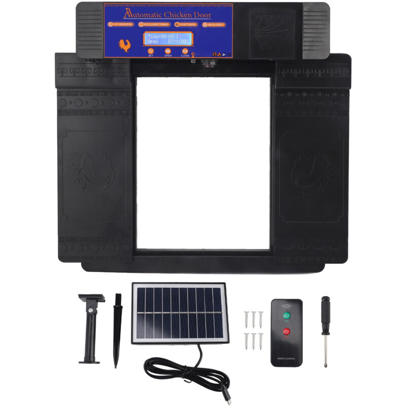 Porte de poulailler automatique solaire, infrarouge professionnel, empêche le pincement, porte de poulailler automatique multi-modes avec minuterie,