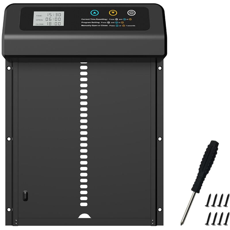 Porte de poulailler électrique Porte de nid de poule en alliage d'aluminium Porte de poulailler intelligente et automatique Porte de poulailler noire