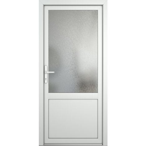 Porte de service 03, ouvrant vers l’extérieur, blanc/blanc, largeur: 80cm, hauteur: 205cm, sens d'ouverture: tirant gauche