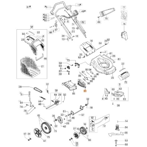 Porte de tondeuse à gazon modèles G53TBX G53THX ORIGINAL EMAK 66070914AR