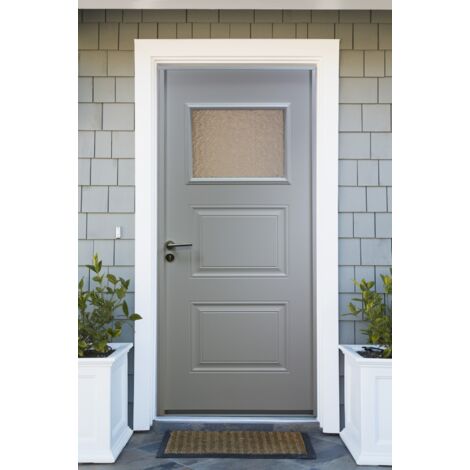 Porte D'entrée Acier Vitrée Ter Blanc, H215 X L90 Cm Côte Tableau P.gauche Gd Menuiseries