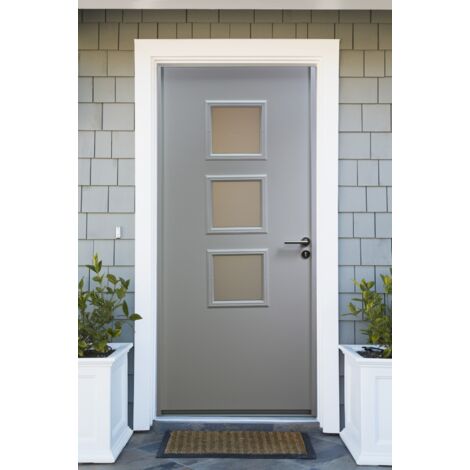 Porte D'entrée Acier Vitrée Uno Blanc, H215 X L90 Cm Côte Tableau P.gauche Gd Menuiseries