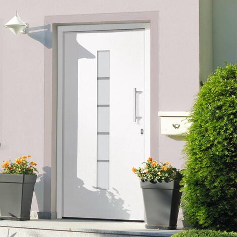 Porte d'entrée Aluminium et PVC Blanc 100x210 cm