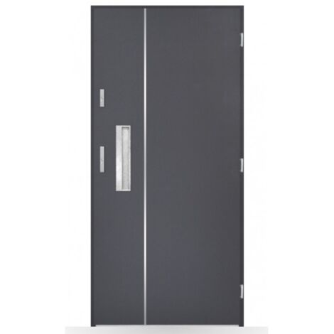 Porte d'entrée Arthur 80-90-100cm en acier - Couleur: Anthracite - Poussant: Gauche - Dimensions: 80 cm