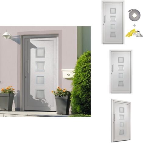 Porte d'entrée Blanc 108x200 cm - Portes D'entrée - Porte Blanche - Porte Aluminium - Porte Sécurisée - Porte Isolation Thermique