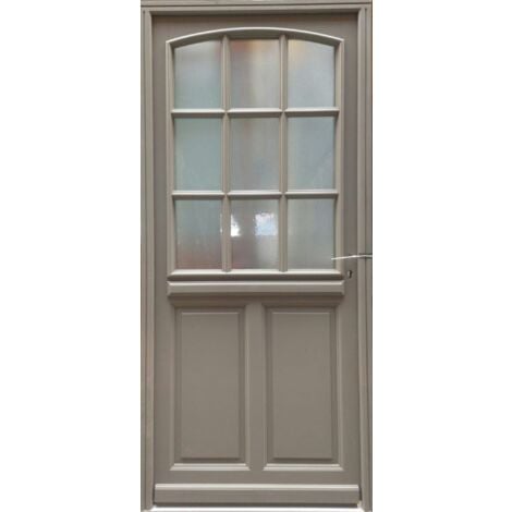 GDMENUISERIES Porte d'entrée Bois vitrée, Alban Gris RAL 7039, H,215xl,90 p,gauche Cotes Tableau