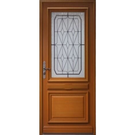 Porte D'Entrée Bois Vitrée, Anis, H,215Xl,90 P, Droit Côtes Tableau