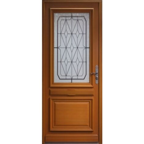 Porte d'entree Bois vitree, Anis, H,215xl,90  p,gauche Cotes Tableau