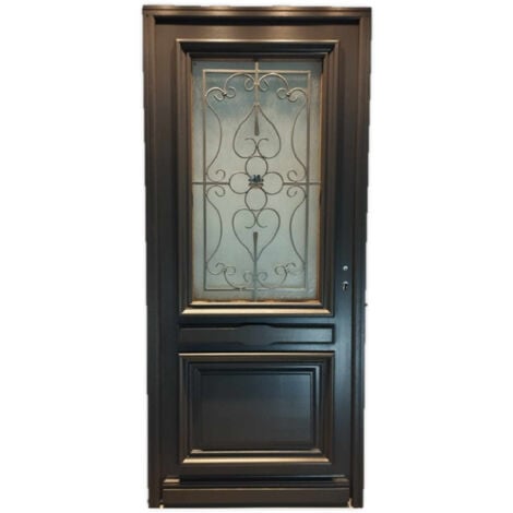 GDMENUISERIES Porte d'entree Bois vitree, Candice RAL 7016, H,215xl,90 p,gauche Cotes Tableau