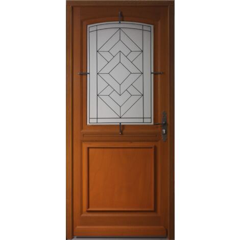 Porte D'Entrée Bois Vitrée, Elma, H,215Xl,90 P,Gauche Cote Tableau