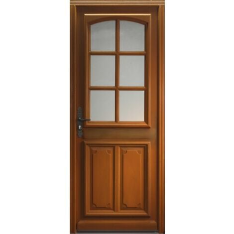 GD MENUISERIES Porte d'entree Bois vitree, Marine, H,200xl,80 p, droit Cotes Tableau