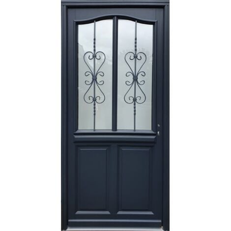 GDMENUISERIES Porte D'Entrée Bois Vitrée, Sanna, H,215Xl,90 P,Gauche Cote Tableau