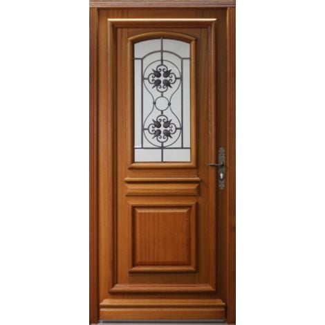 GDMENUISERIES Porte D'Entrée Bois Vitrée, Tahi 4, H,215Xl,90 P,Gauche Côtes Tableau