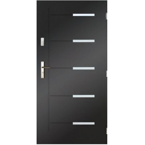Porte d'entrée CANCUN 80 cm en acier inoxydable avec tirant en plusieurs couleurs - Couleur: Anthracite - Poignée et serrure : Sans - Sens d'ouverture: Tirant droit