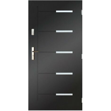 Porte d'entrée CANCUN 90 cm en acier inoxydable en plusieurs couleurs - Couleur: Anthracite - Poignée et serrure : Sans - Poussant: Gauche