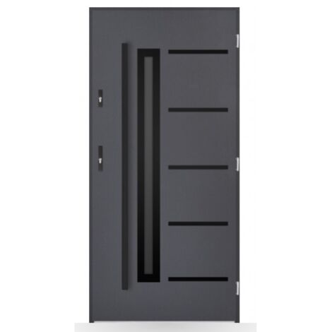 Porte d'entrée Constance 80-90-100cm en acier - Couleur: Blanc - Poussant: Gauche - Dimensions: 80 cm