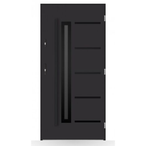 Porte d'entrée Constance 80-90-100cm en acier - Couleur: Noir - Poussant: Gauche - Dimensions: 80 cm