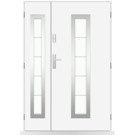Porte d'entrée double Amaury - 130-140-150x208cm - Couleur: Blanc - Poussant: Gauche - Dimensions: 100x40