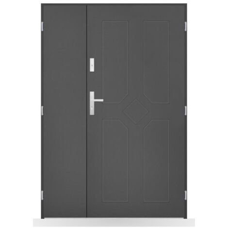 Porte d'entrée double Azélie - 130-140-150x208cm - Couleur: Anthracite - Poussant: Gauche - Dimensions: 100x40