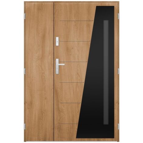 Porte d'entrée double BALTIMOR 130x200 cm - Poignée et serrure : Sans - Poussant: Gauche