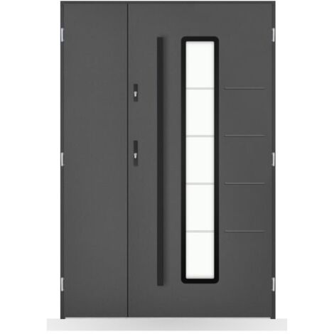 Porte d'entrée double Eléonore - 130-140-150x208cm - Couleur: Anthracite - Poussant: Droit - Dimensions: 80x40 cm