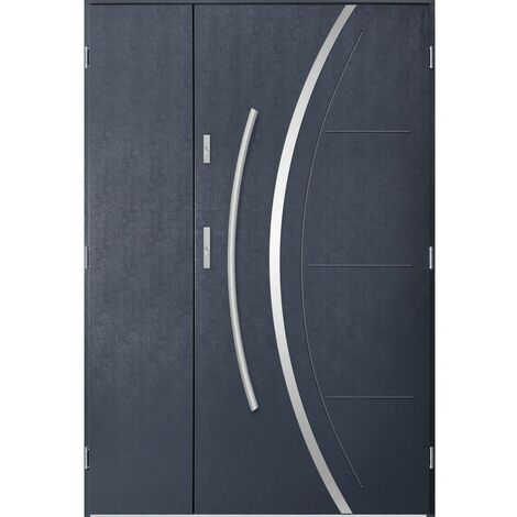 Porte d'entrée double FELIX 120x200 cm anthracite - Poignée et serrure : Sans - Poussant: Gauche