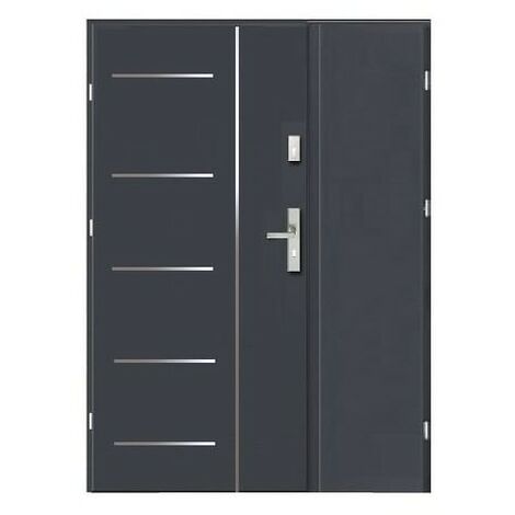 Porte d'entrée double Future 140 cm - 90x50 cm en plusieurs couleurs - Couleur: Noyer - Poignée et serrure : Sans - Sens d'ouverture: Tirant gauche