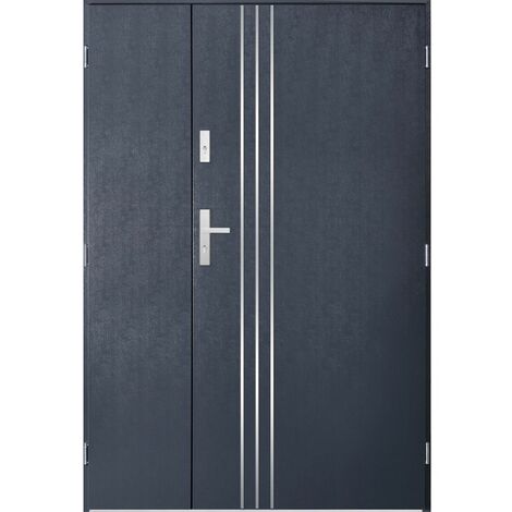 Porte d'entrée double GAMO 130x200 cm anthracite - Poignée et serrure : Avec - Poussant: Droit