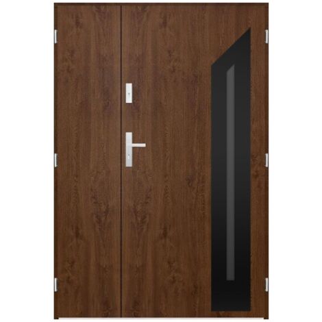 Porte d'entrée double GASPARD 120x200 cm - Poignée et serrure : Sans - Poussant: Gauche