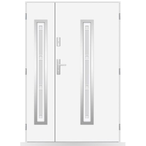 Porte d'entrée double Isolde - 130-140-150x208cm - Couleur: Blanc - Poussant: Gauche - Dimensions: 80x40 cm