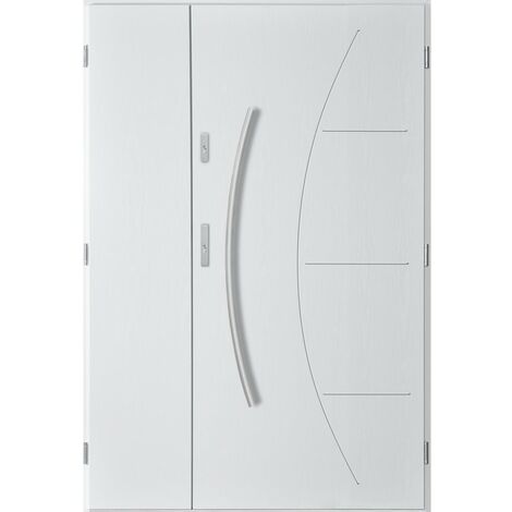 Porte d'entrée double LYNX 120x200 cm blanc - Poignée et serrure : Sans - Poussant: Droit