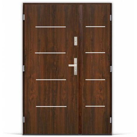 Porte d'entrée double MADRID 120 cm - 90x30 cm en plusieurs couleurs - Couleur: Chêne doré - Poignée et serrure : Sans - Sens d'ouverture: Tirant droit