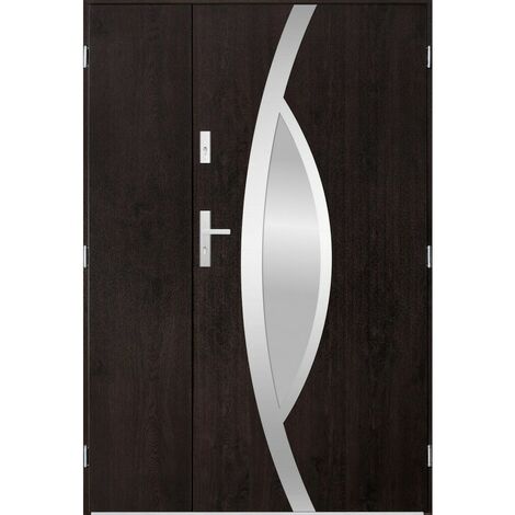 Porte d'entrée double PEGAS 130x200 cm wengé - Poignée et serrure : Sans - Poussant: Droit
