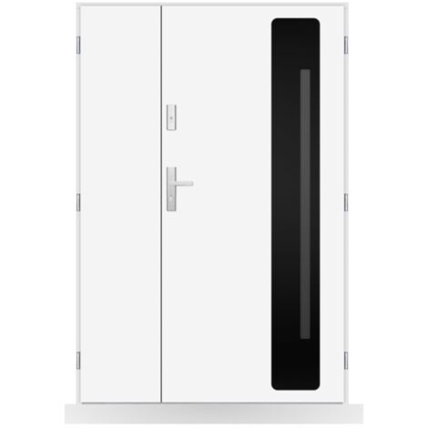 Porte d'entrée double Sixtine - 130-140-150x208cm - Couleur: Blanc - Poussant: Gauche - Dimensions: 100x40