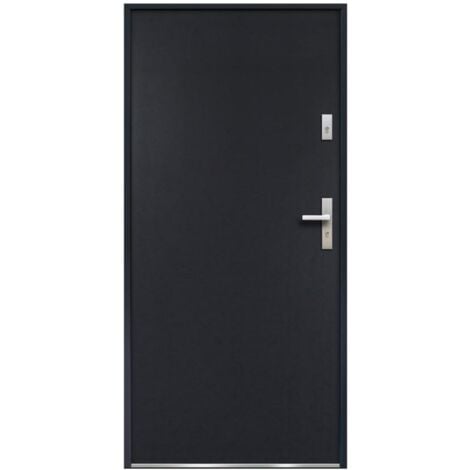 VENTE-UNIQUE Porte d'entrée en acier pleine H207 x L100 cm anthracite - poussant gauche - AGUEDA