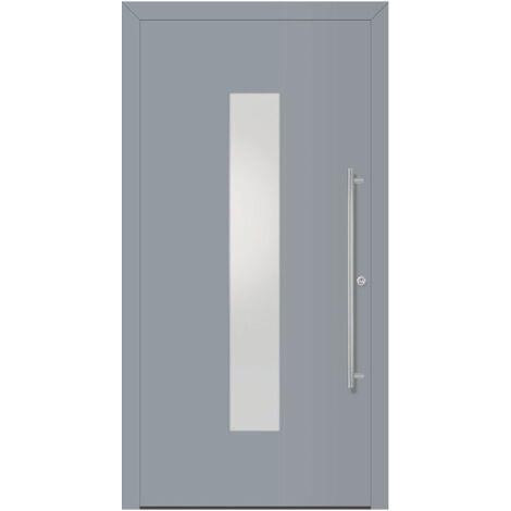 Porte d'entrée en métal Home RAL7001 Satinato blanc B1100mm H2100mm DIN droite RC 2 n.DIN EN1627